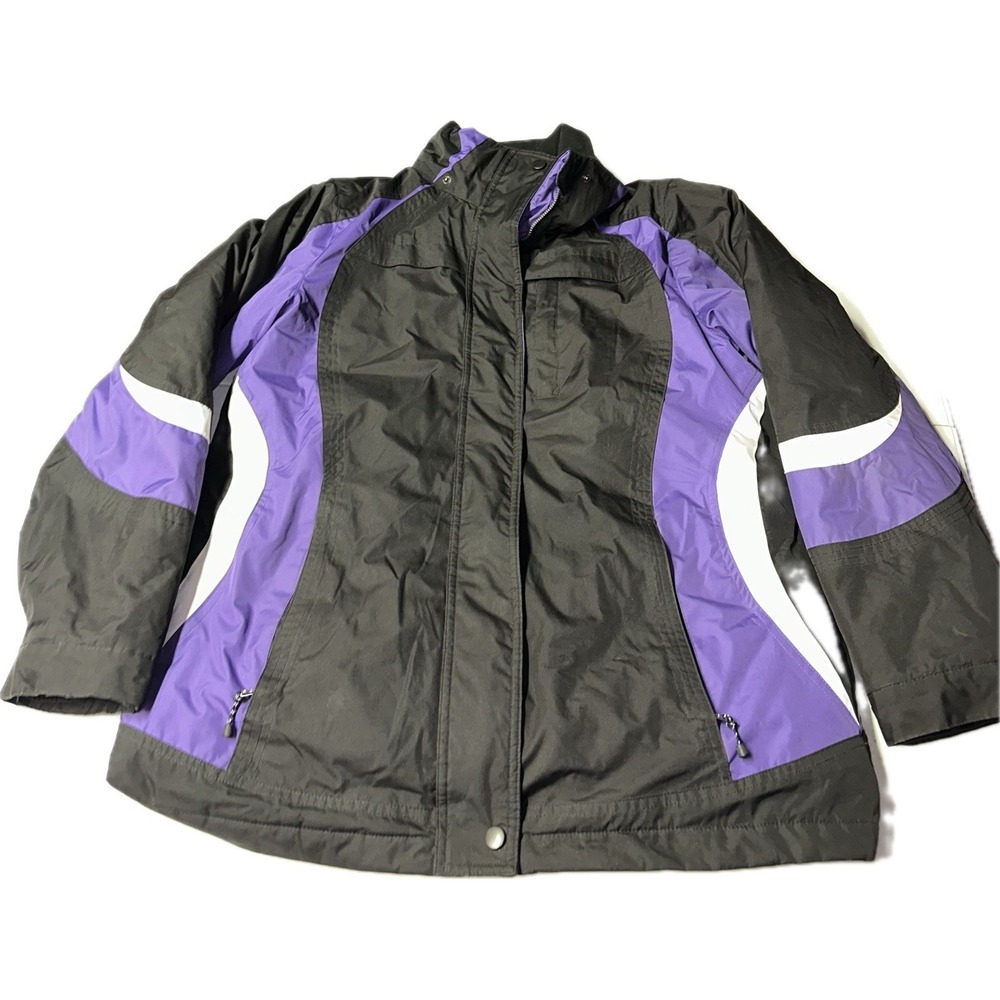 SJB Active Women's Size M Full Zip Jacket Coat Black Purple White